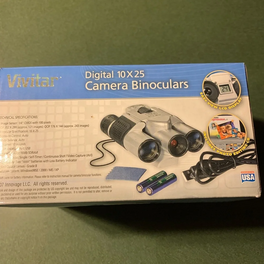 Digital 10x25 Camera Binoculars - Silver and Black